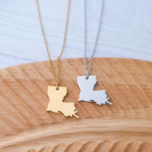 Louisiana Pendant Necklace (Silver or Gold), 1 Total, Metal Blank #187