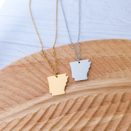 Arkansas Pendant Necklace (Silver or Gold), 1 Total, Metal Blank #191