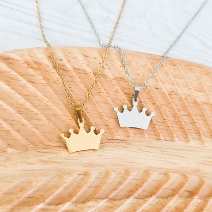 Crown Pendant Necklace (Silver or Gold), 1 Total, Metal Blank #195