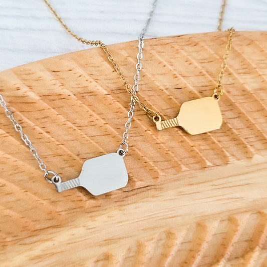 Pickleball Pendant Necklace (Silver or Gold), 1 Total, Metal Blank #193