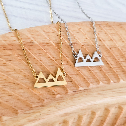 Mountains Pendant Necklace (Silver or Gold), 1 Total, Metal Blank #197
