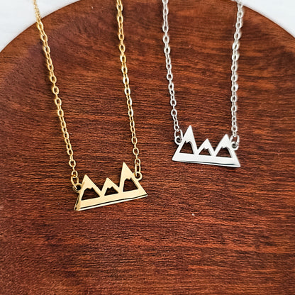 Mountains Pendant Necklace (Silver or Gold), 1 Total, Metal Blank #197