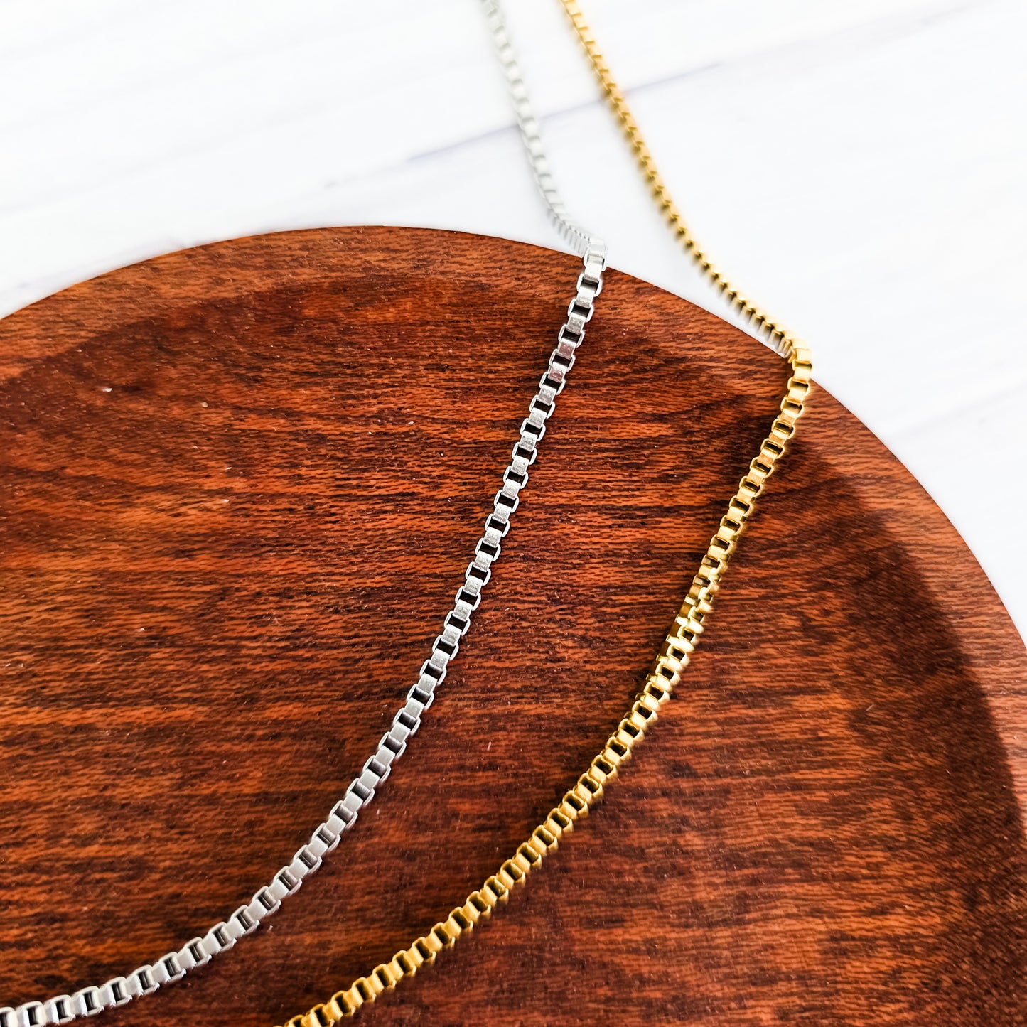 New Premium Men's Full Box Chain Necklace Finding (Silver or Gold Stainless Steel), Pack of 5, Chain #30