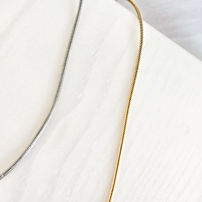 New Premium Full Round Snake Chain Necklace Finding (Silver or Gold Stainless Steel), Pack of 5, Chain #28