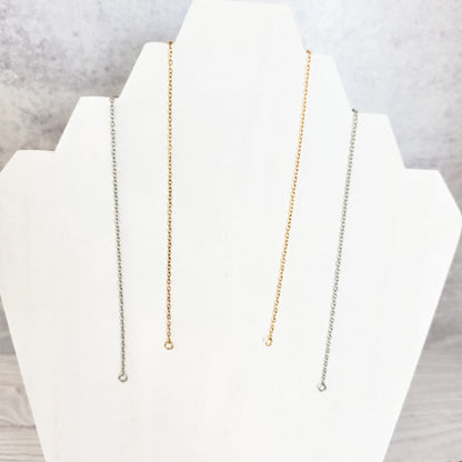 New Premium Split Minimalist Cable Chain Necklace Finding (Silver or Gold Stainless Steel), Pack of 5, Chain #20