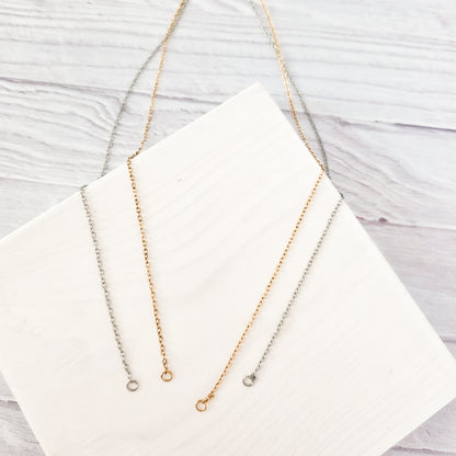 New Premium Split Minimalist Cable Chain Necklace Finding (Silver or Gold Stainless Steel), Pack of 5, Chain #20