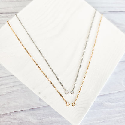 New Premium Split Minimalist Cable Chain Necklace Finding (Silver or Gold Stainless Steel), Pack of 5, Chain #20