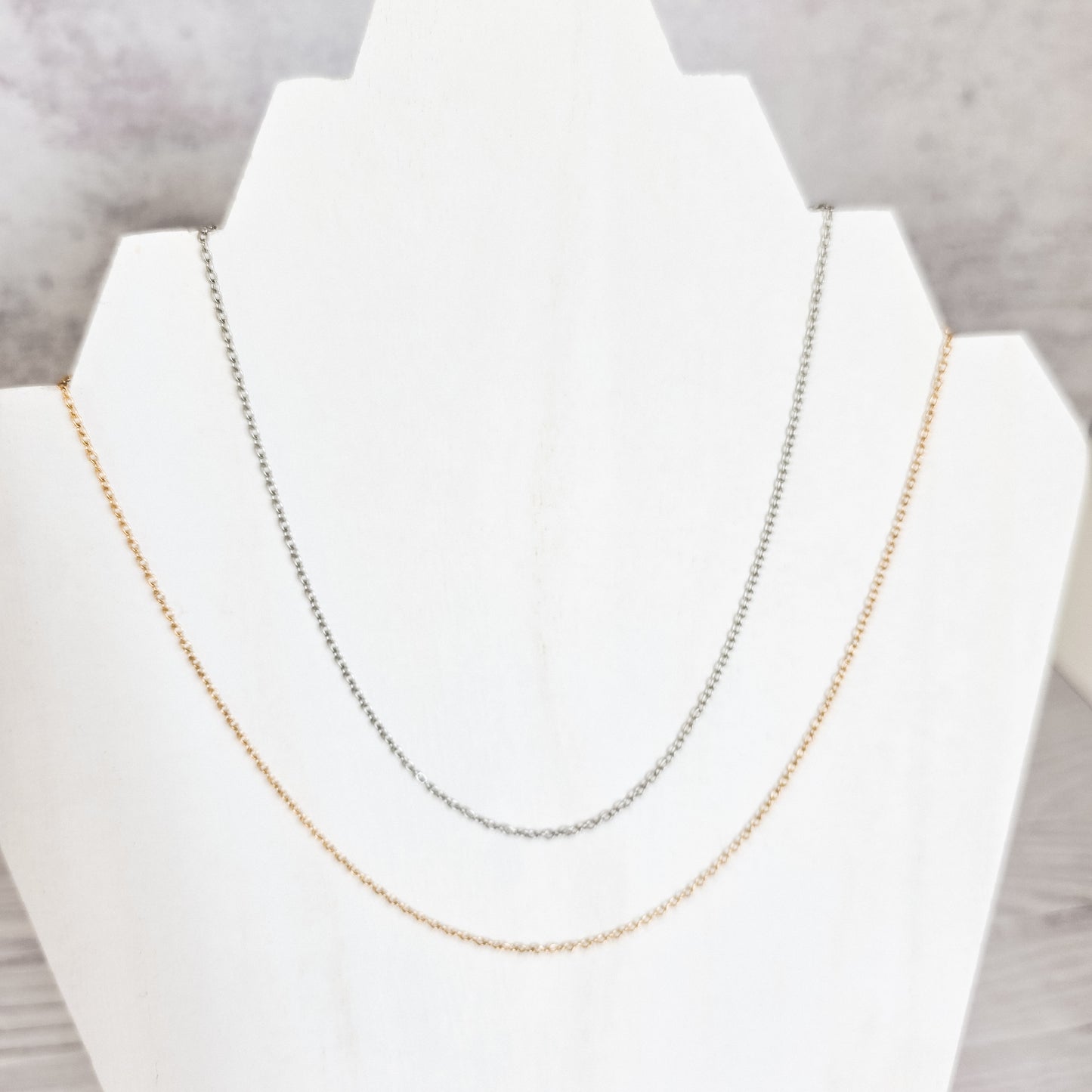 New Premium Full Minimalist Cable Chain Necklace Finding (Silver or Gold Stainless Steel), Pack of 5, Chain #29