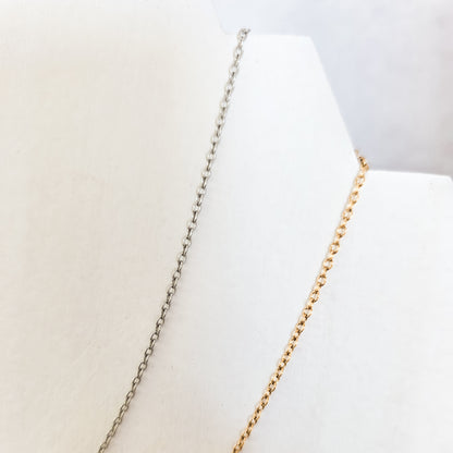 New Premium Split Minimalist Cable Chain Necklace Finding (Silver or Gold Stainless Steel), Pack of 5, Chain #20