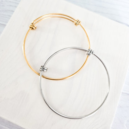 Modern Twist Bangle Bracelet (Silver or Gold), 1 Total, Metal Blank #199