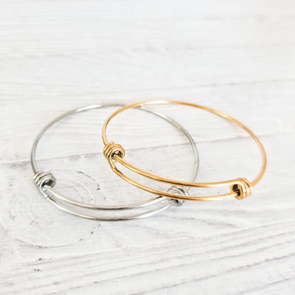 Modern Twist Bangle Bracelet (Silver or Gold), 1 Total, Metal Blank #199