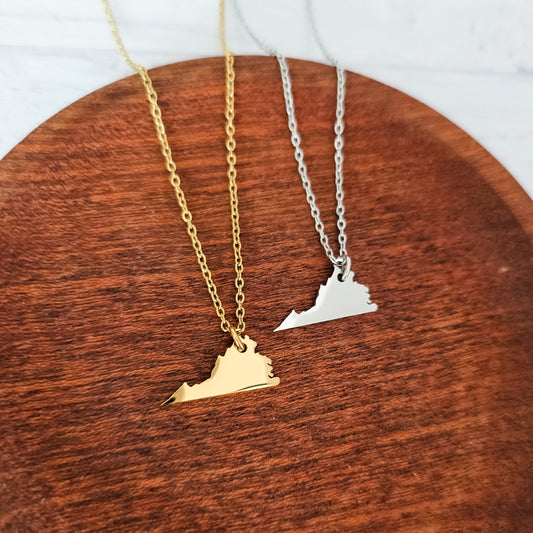 Virginia Pendant Necklace (Silver or Gold), 1 Total, Metal Blank #214