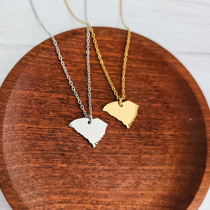 South Carolina Pendant Necklace (Silver or Gold), 1 Total, Metal Blank #213