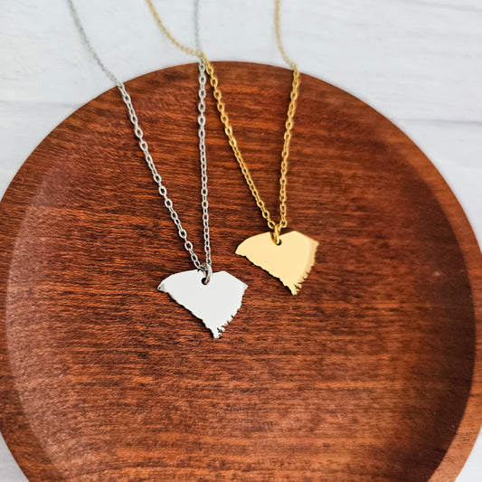 South Carolina Pendant Necklace (Silver or Gold), 1 Total, Metal Blank #213