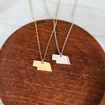 Nebraska Pendant Necklace (Silver or Gold), 1 Total, Metal Blank #202