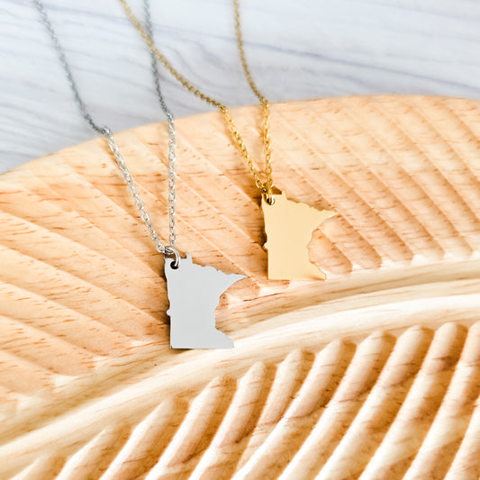 Minnesota Pendant Necklace (Silver or Gold), 1 Total, Metal Blank #212