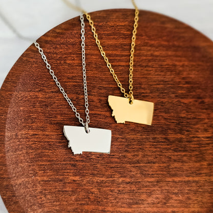 Montana Pendant Necklace (Silver or Gold), 1 Total, Metal Blank #201