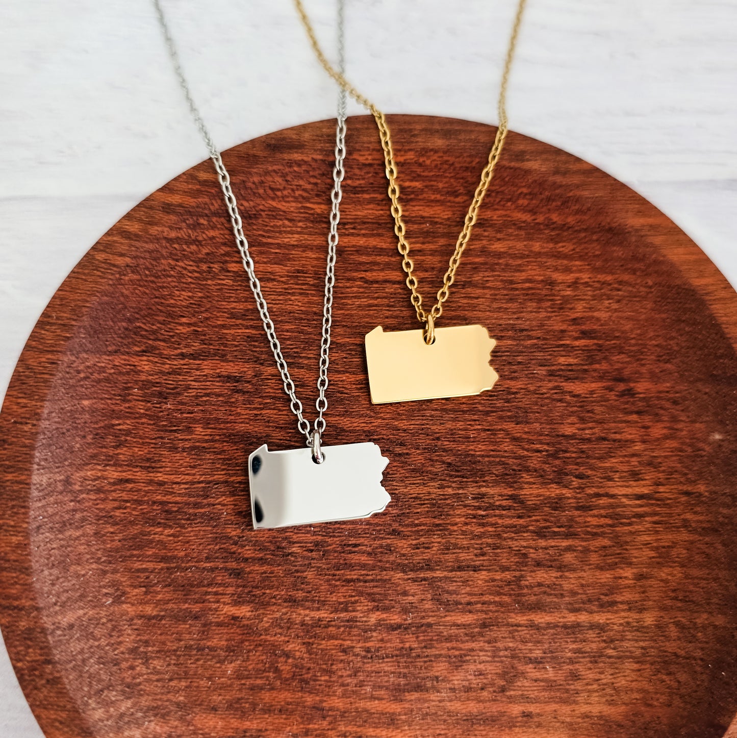 Pennsylvania Pendant Necklace (Silver or Gold), 1 Total, Metal Blank #200