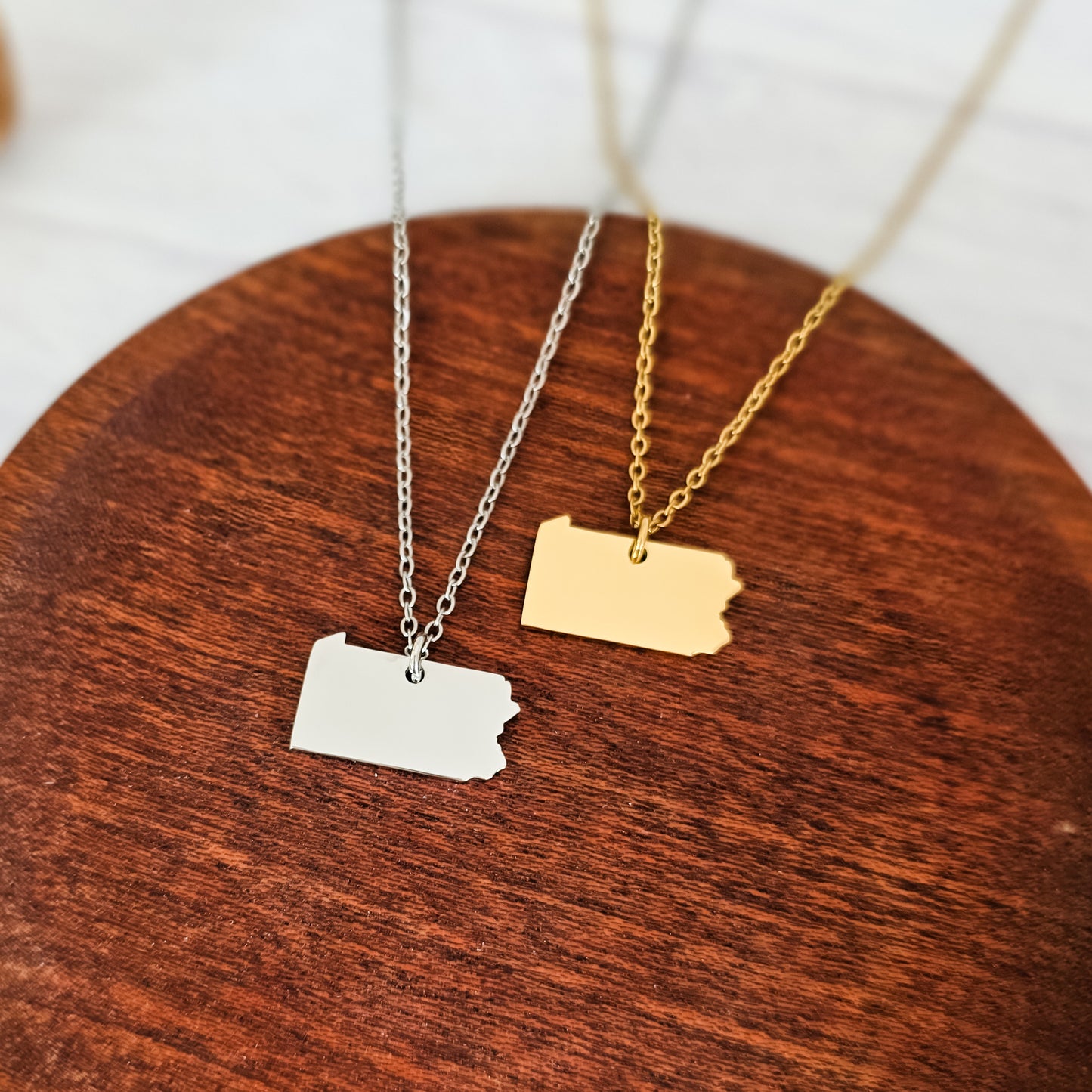 Pennsylvania Pendant Necklace (Silver or Gold), 1 Total, Metal Blank #200