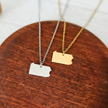 Pennsylvania Pendant Necklace (Silver or Gold), 1 Total, Metal Blank #200