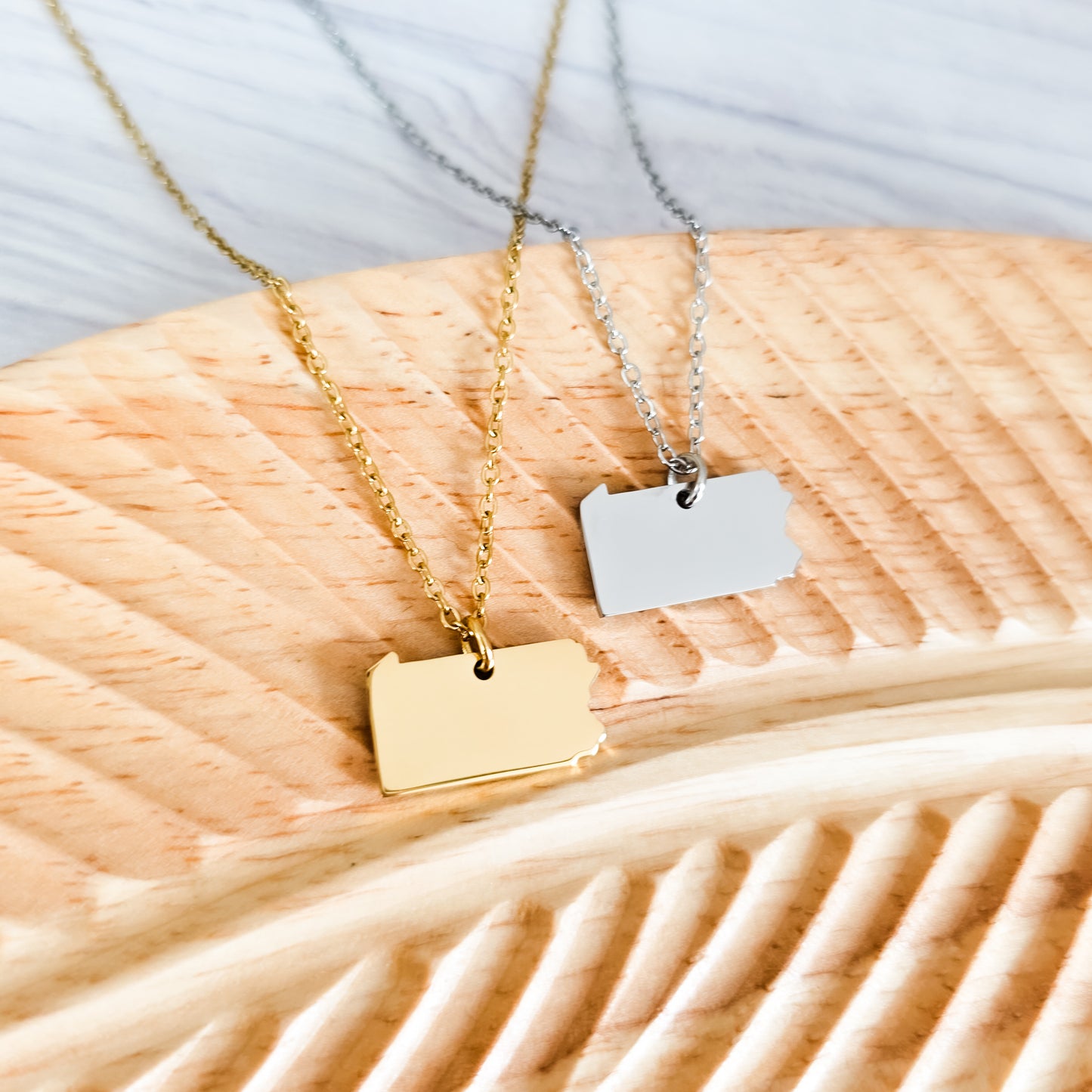 Pennsylvania Pendant Necklace (Silver or Gold), 1 Total, Metal Blank #200