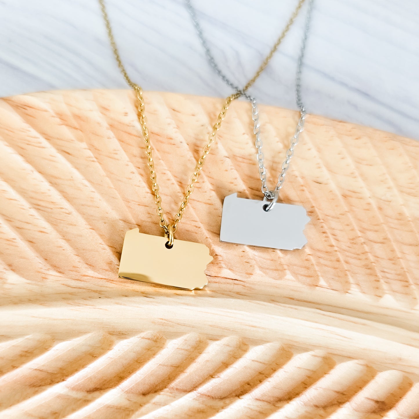 Pennsylvania Pendant Necklace (Silver or Gold), 1 Total, Metal Blank #200