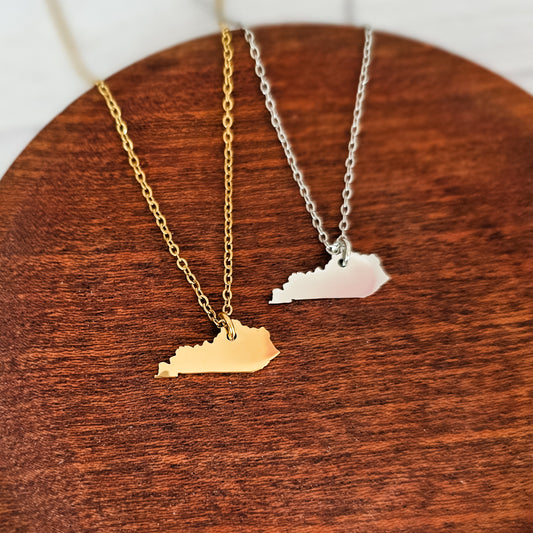 Kentucky Pendant Necklace (Silver or Gold), 1 Total, Metal Blank #210