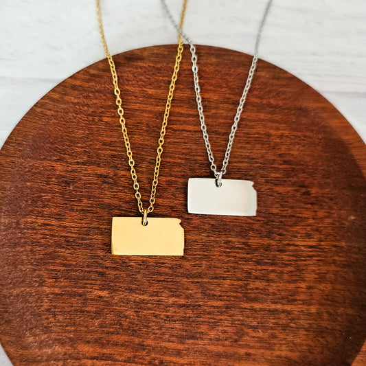 Kansas Pendant Necklace (Silver or Gold), 1 Total, Metal Blank #211