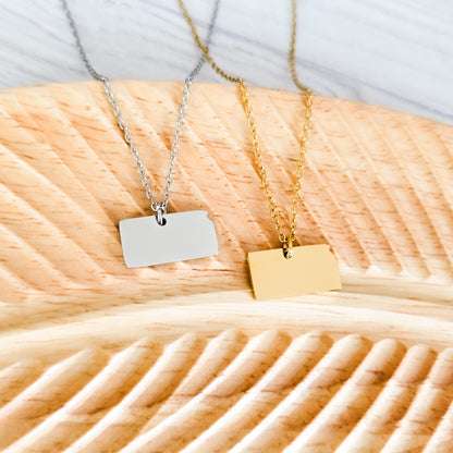 Kansas Pendant Necklace (Silver or Gold), 1 Total, Metal Blank #211