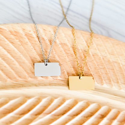 Kansas Pendant Necklace (Silver or Gold), 1 Total, Metal Blank #211