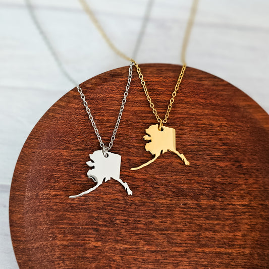 Alaska Pendant Necklace (Silver or Gold), 1 Total, Metal Blank #207