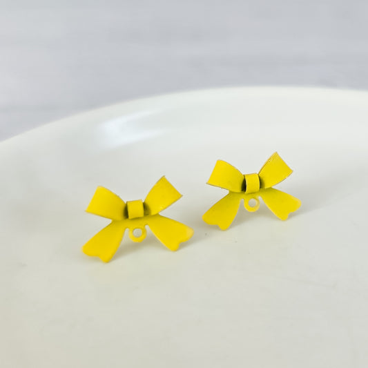 Bright Yellow Stainless Steel Bow Stud Connector, 10 Pieces, Bow #63