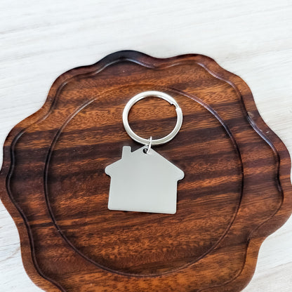 Solid House Keychain (Silver), 1 Piece Total, Metal Blank #217