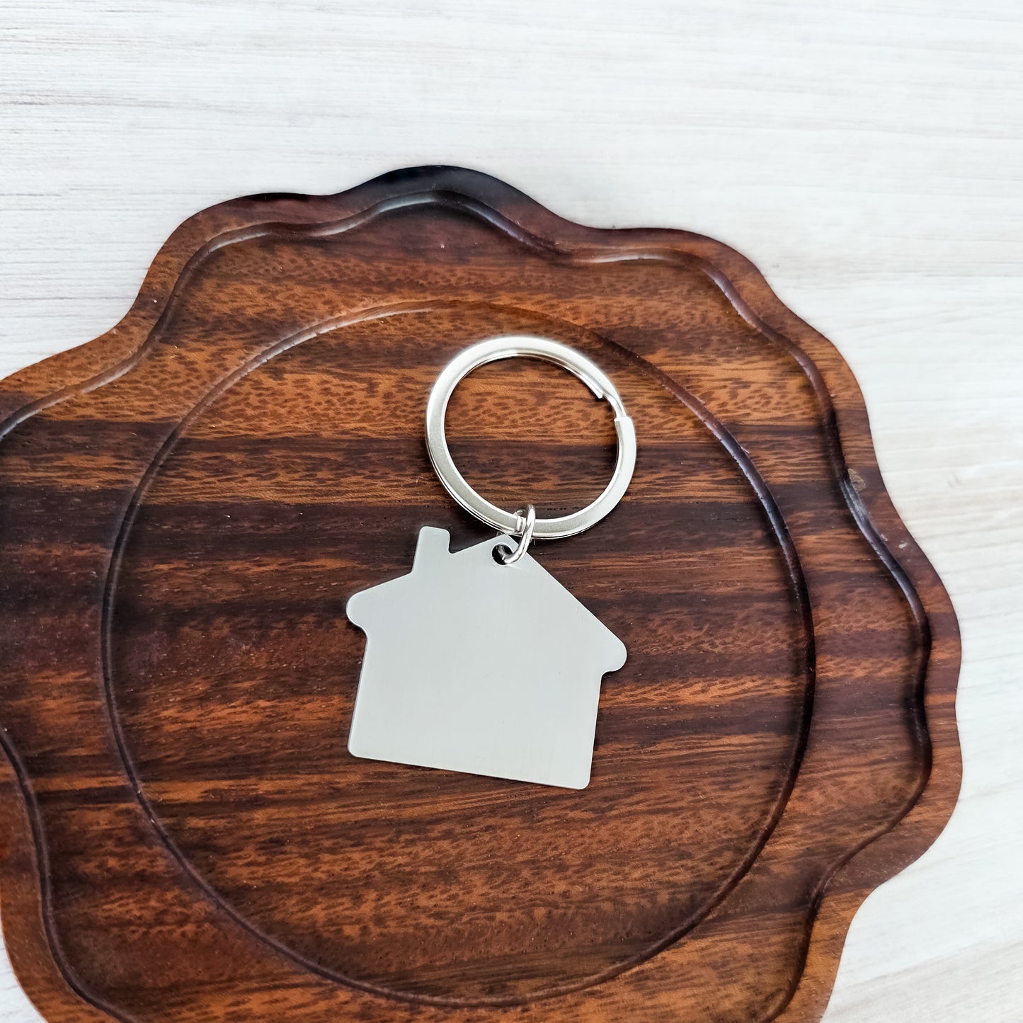 Solid House Keychain (Silver), 1 Piece Total, Metal Blank #217