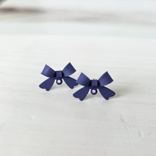 Dark Indigo Blue Stainless Steel Bow Stud Connector, 10 Pieces, Bow #68