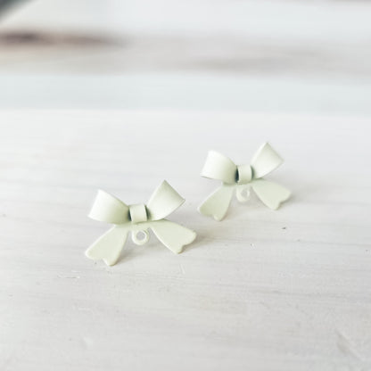 Ivory Stainless Steel Bow Stud Connector, 10 Pieces, Bow #58