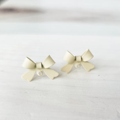 Linen Stainless Steel Bow Stud Connector, 10 Pieces, Bow #55