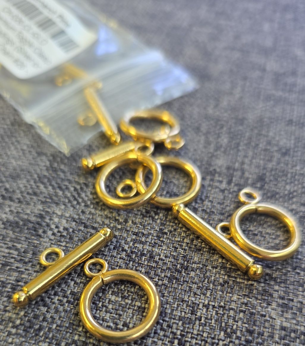 New Premium Toggle Clasp Closure Findings (Silver or Gold), 5 Sets, Chain #26