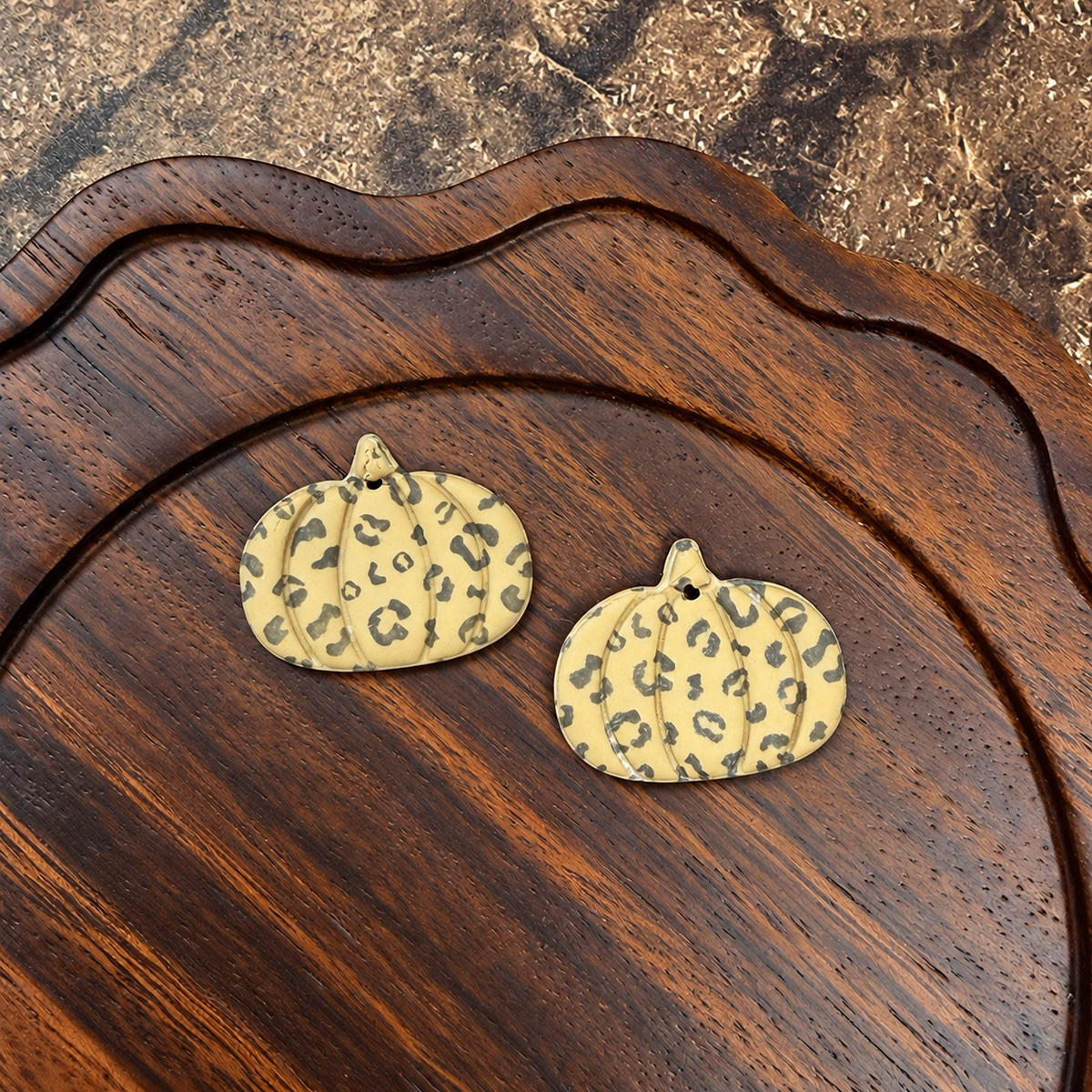 Cheetah Print Embossed Polymer Clay Pumpkins , 2 Pieces, Warehouse Event #19