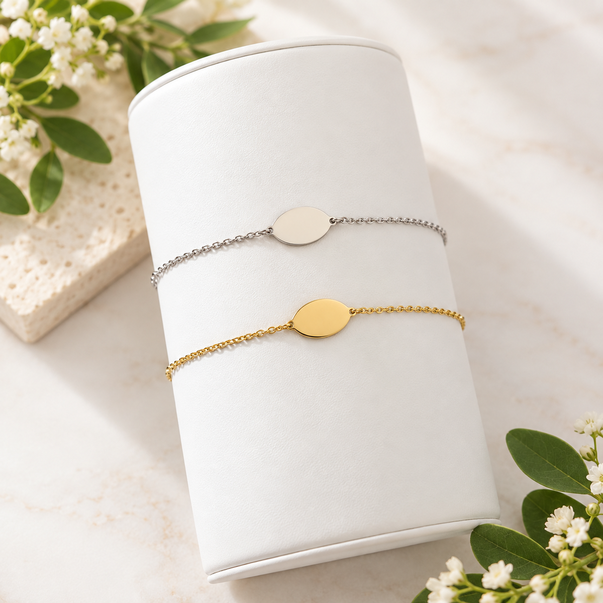 Oval Cable Chain Bracelet (Silver or Gold), 1 Total, Metal Blank #288