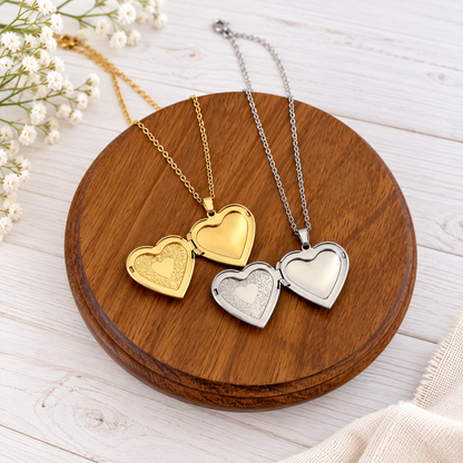 Ornate Heart Locket Necklace (Silver and Gold), 1 Total, Metal Blank #295