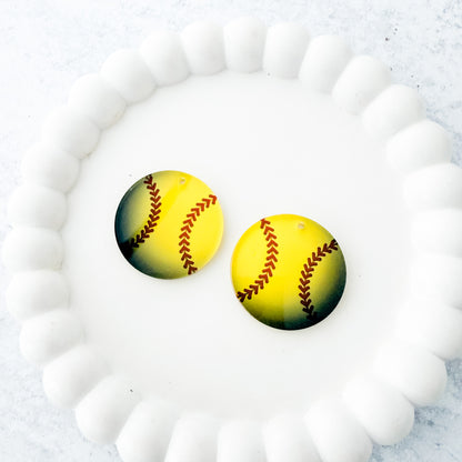 Softball Earring Blank (1 Pair), Acrylic Print & Cut, Laser Blank #9