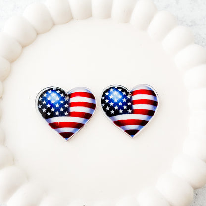 Stars & Stripes Heart Earring Blank (1 Pair), Acrylic Print & Cut, Laser Blank #18