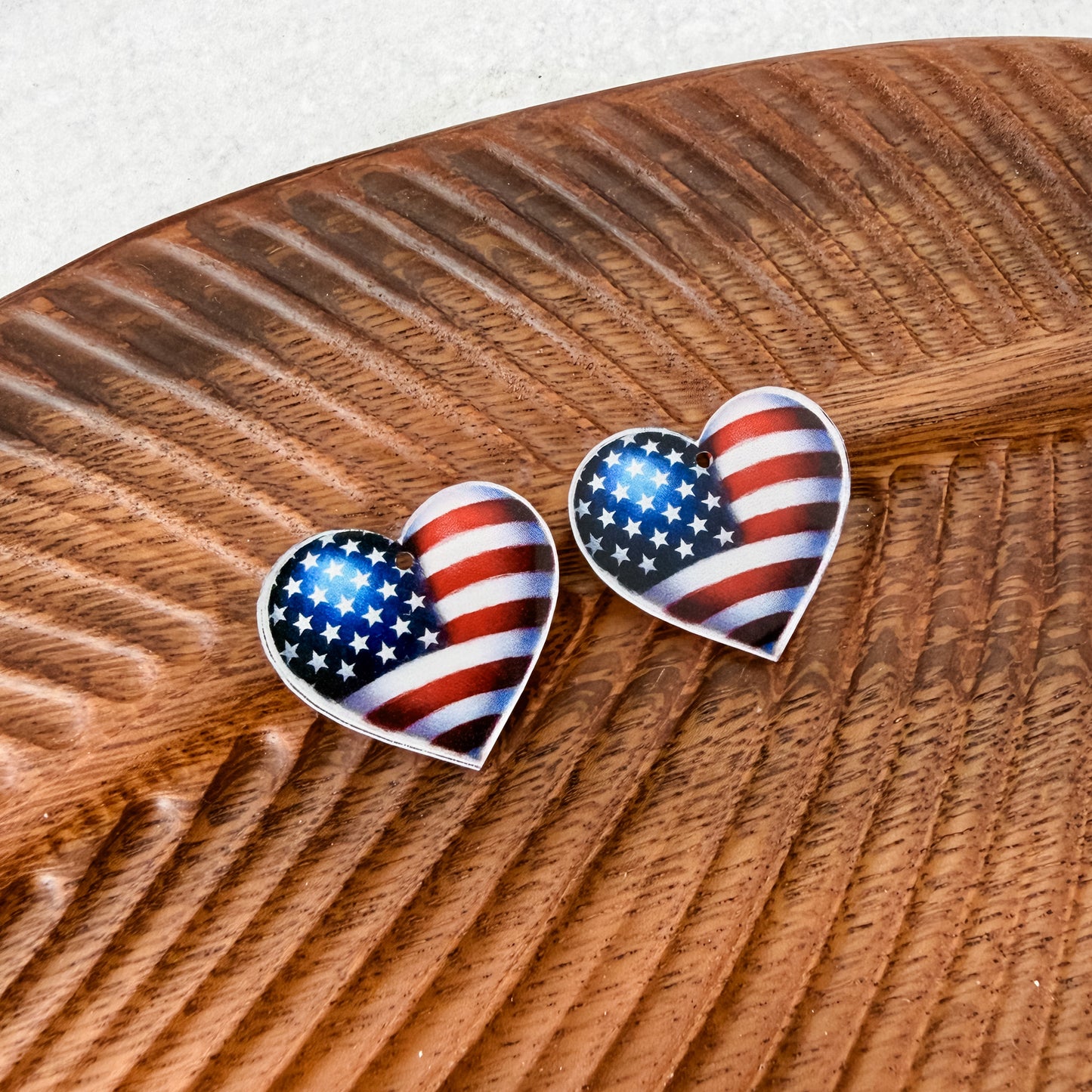 Stars & Stripes Heart Earring Blank (1 Pair), Acrylic Print & Cut, Laser Blank #18