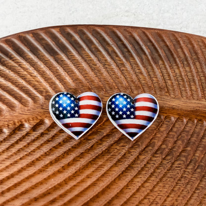 Stars & Stripes Heart Earring Blank (1 Pair), Acrylic Print & Cut, Laser Blank #18