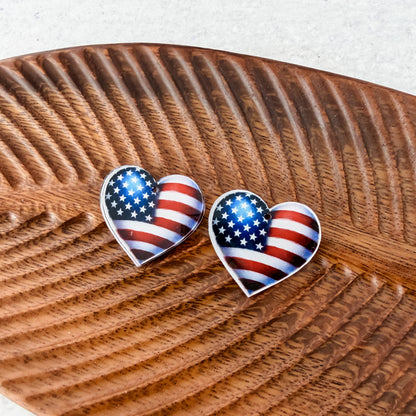 Stars & Stripes Heart Earring Blank (1 Pair), Acrylic Print & Cut, Laser Blank #18