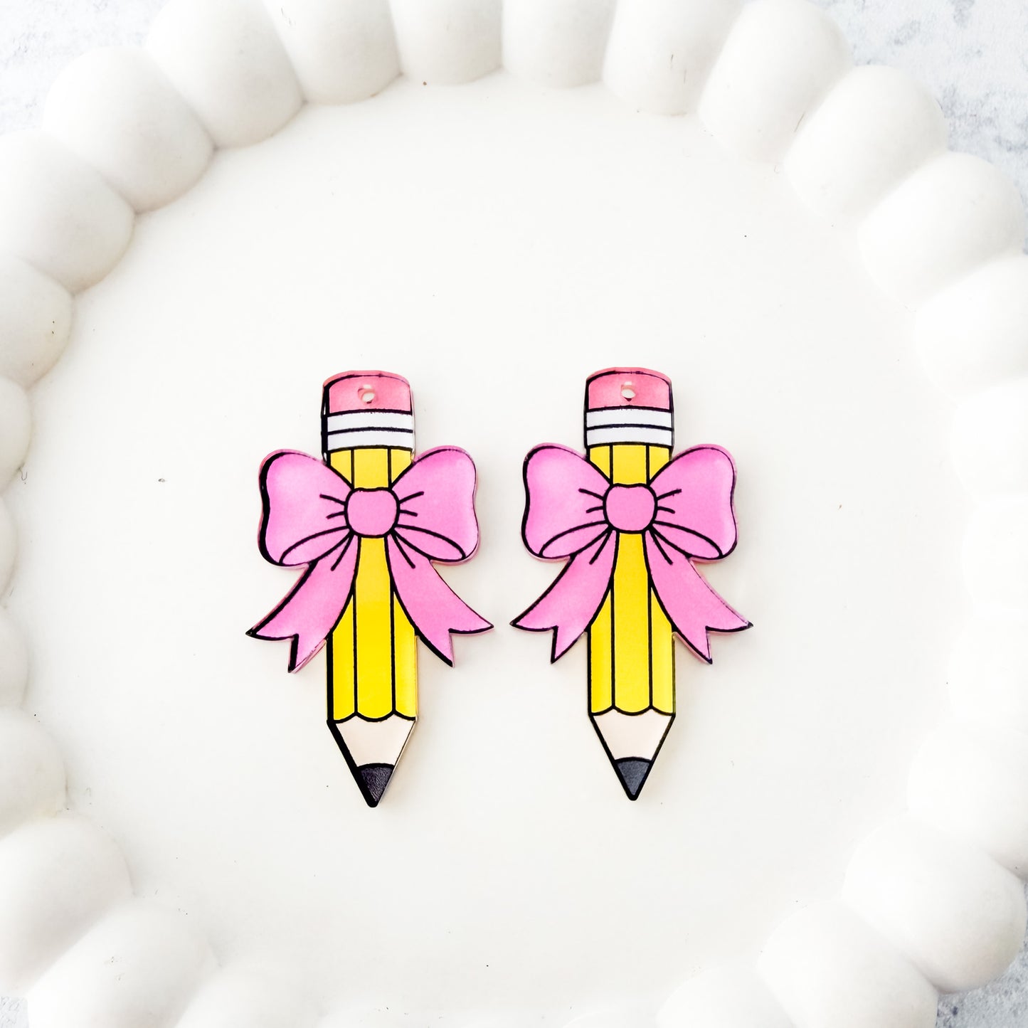 Pencil Bow Earring Blank (1 Pair), Acrylic Print & Cut, Laser Blank #17