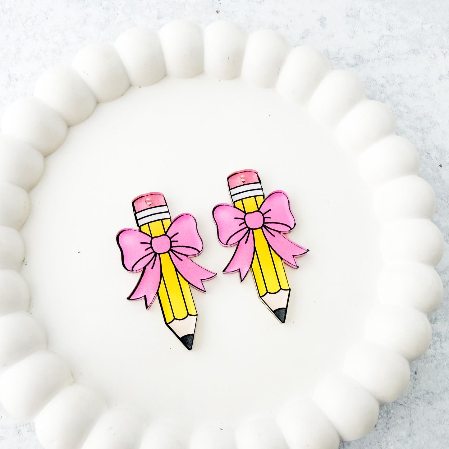 Pencil Bow Earring Blank (1 Pair), Acrylic Print & Cut, Laser Blank #17