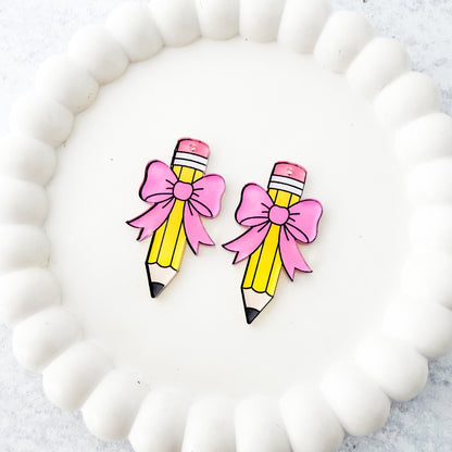 Pencil Bow Earring Blank (1 Pair), Acrylic Print & Cut, Laser Blank #17