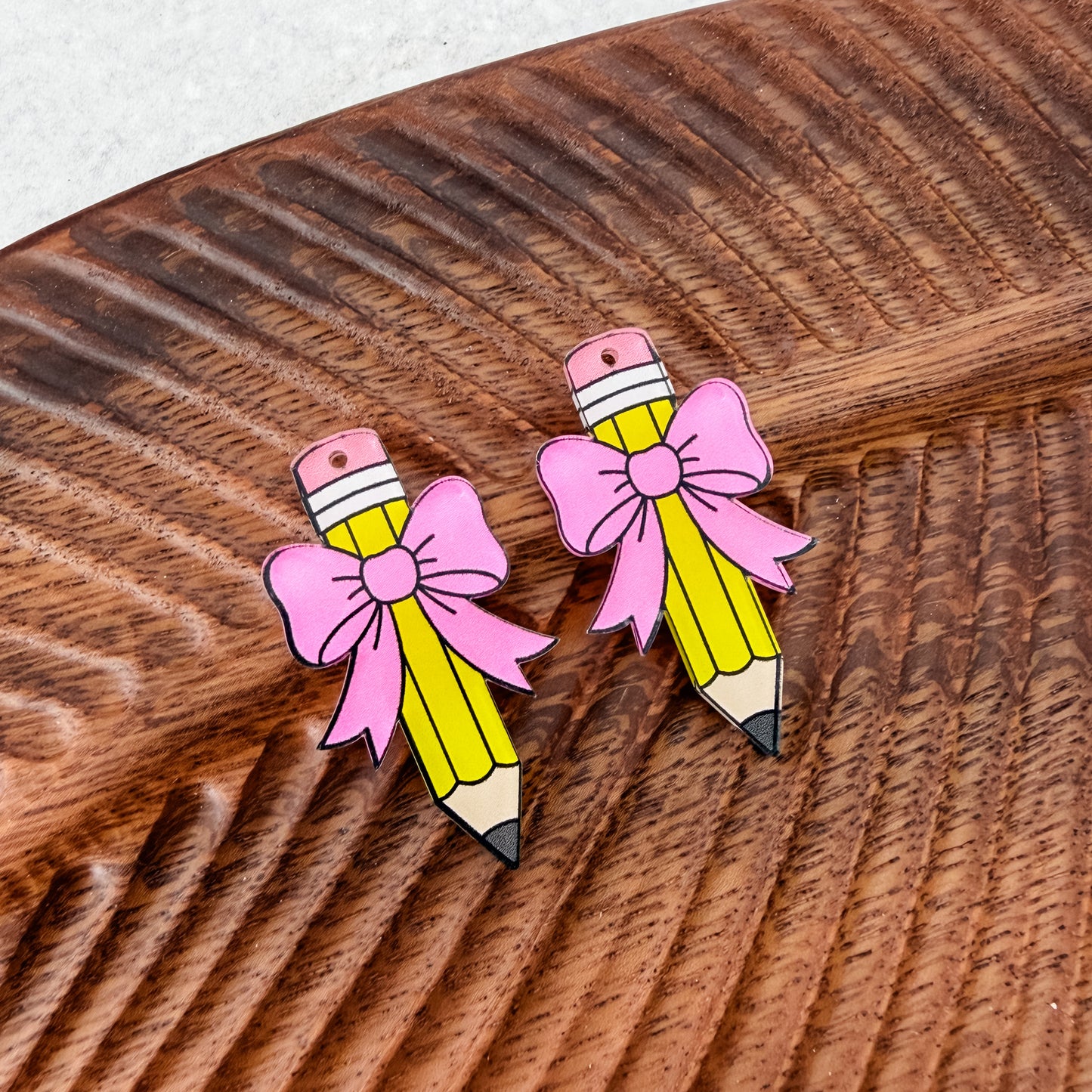 Pencil Bow Earring Blank (1 Pair), Acrylic Print & Cut, Laser Blank #17